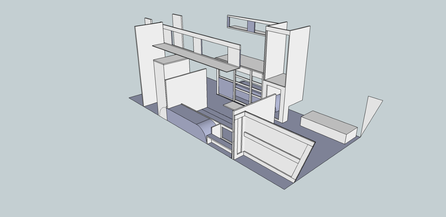 All of the pieces within the RV - drawn to scale and dimensioned.  Ready to be built if not already done.