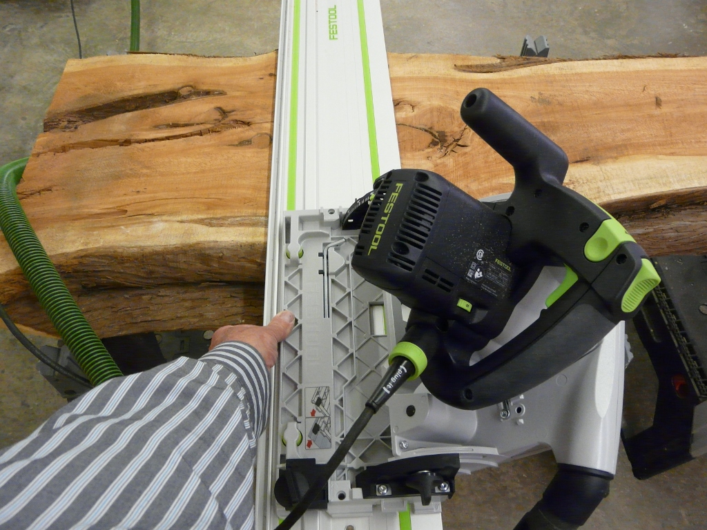 Now for the miter cut to establish the depth of the vanity and to form one side of a waterfall edge.