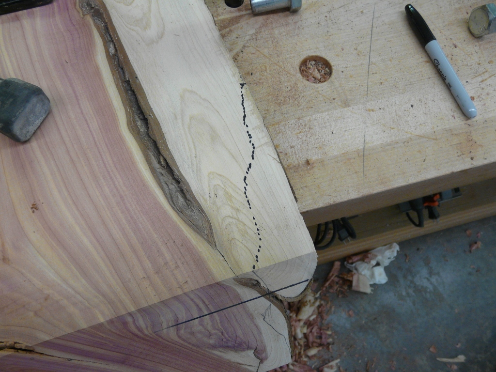 The left side was more of a problem. I drew a line where I decided to remove some material.