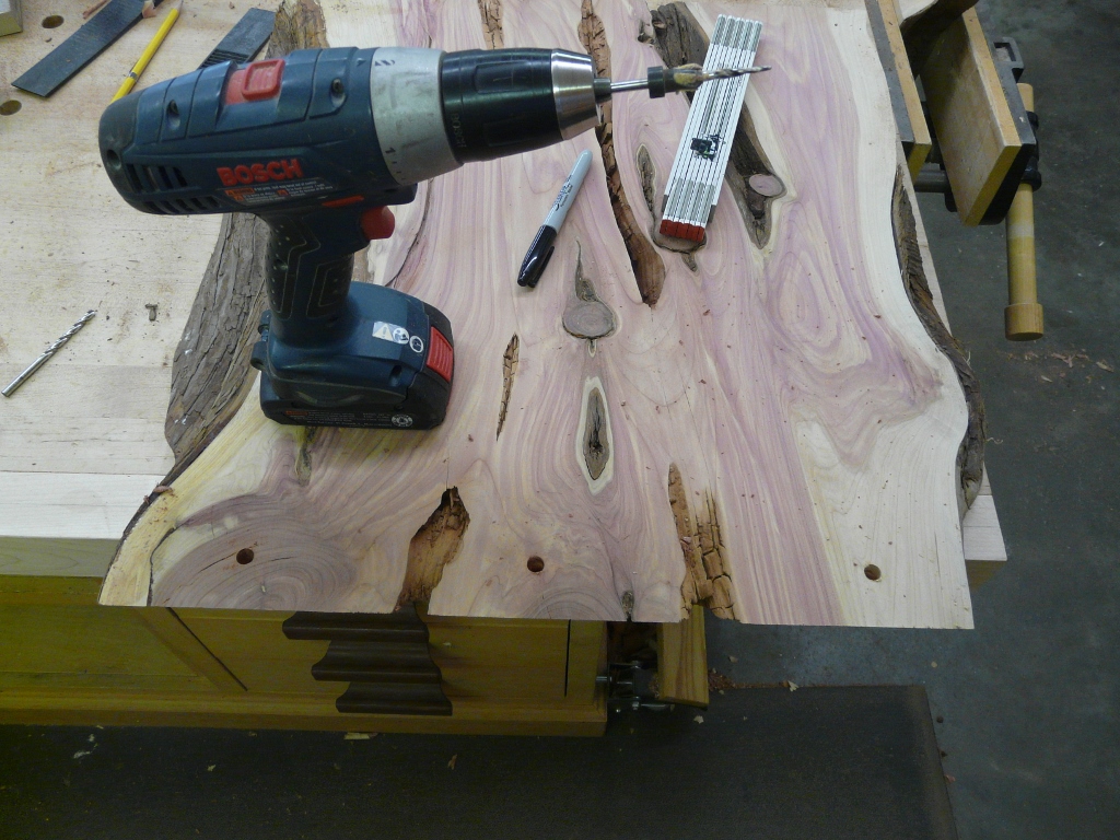 I decided to use hidden screws and glue to join the 2 units.  Not an easy way to use hidden joinery because one side of was 2 1/2" thick and the other 1 7/8".