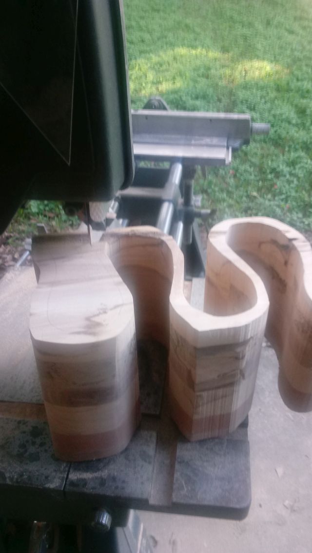 Cutting out the drawers with back of the box removed.