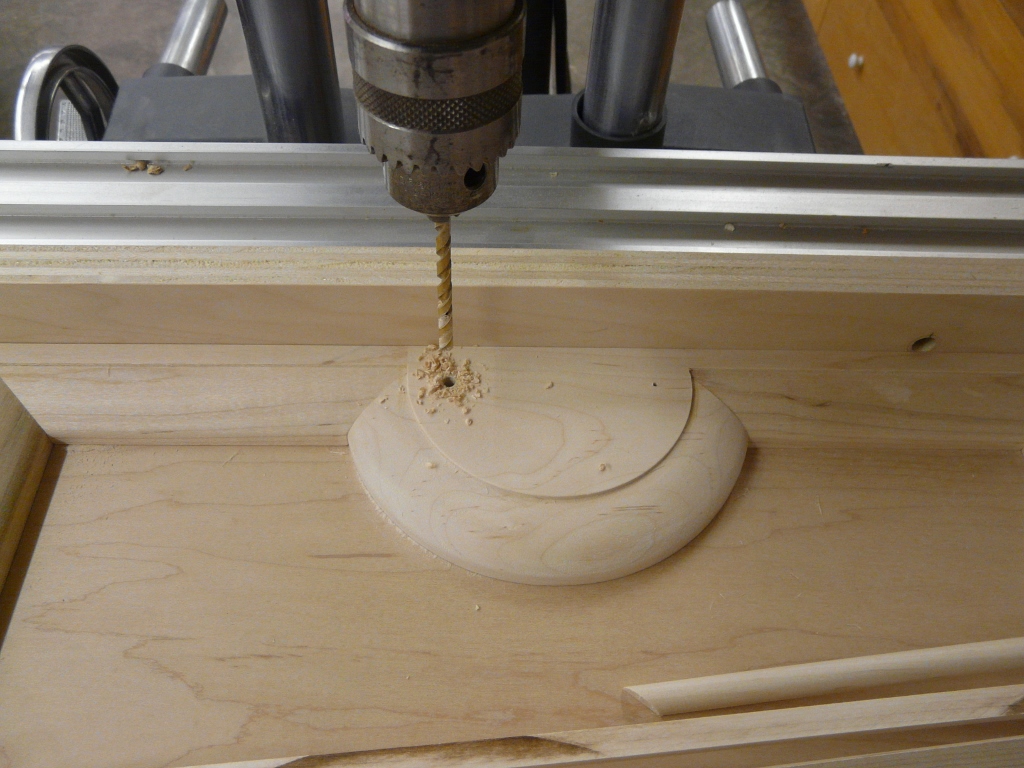 Now back to the Shopsmith fitted with a standard 3/16” bit.  On the job site I would do this step with a hand drill.