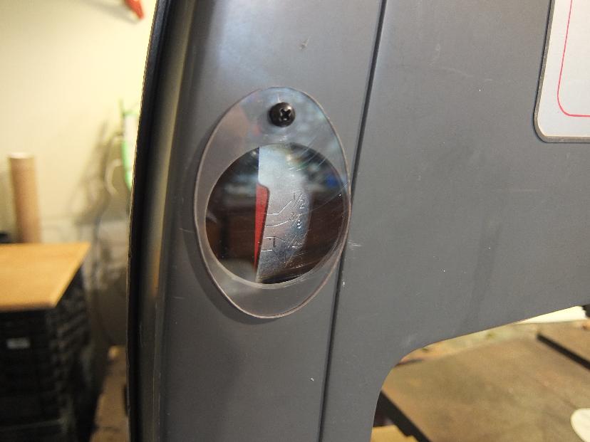 bandsaw tensioner window w/ swinging cover