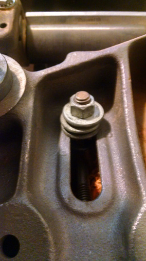 Washer and spring stack from underside