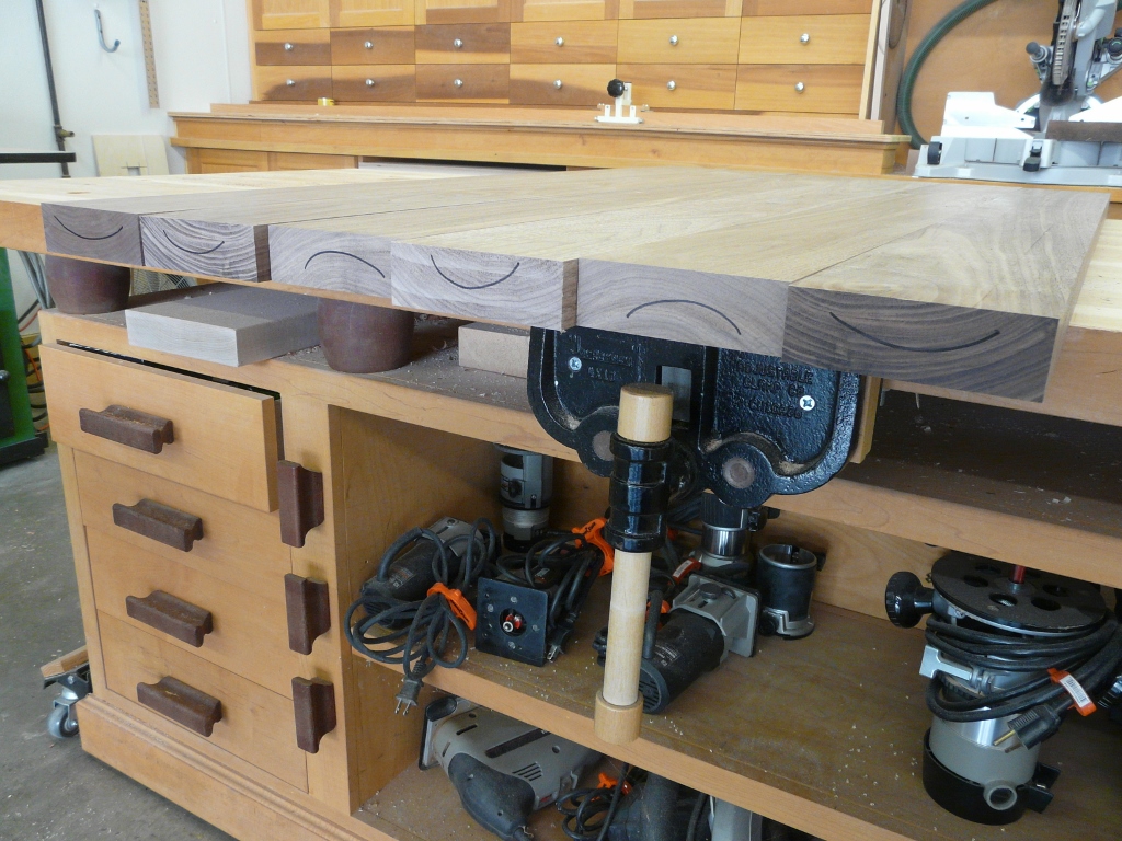 This is a very critical step. Notice I have marked the grain direction on the  ends of the boards and alternated the direction. Well with the exception of one board that has a bad place. I had to yield to the better side.