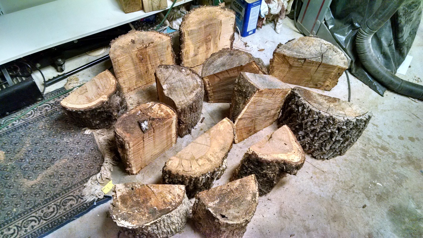 Cut some logs in half, them split them into 6 inch halves to fit my band saw