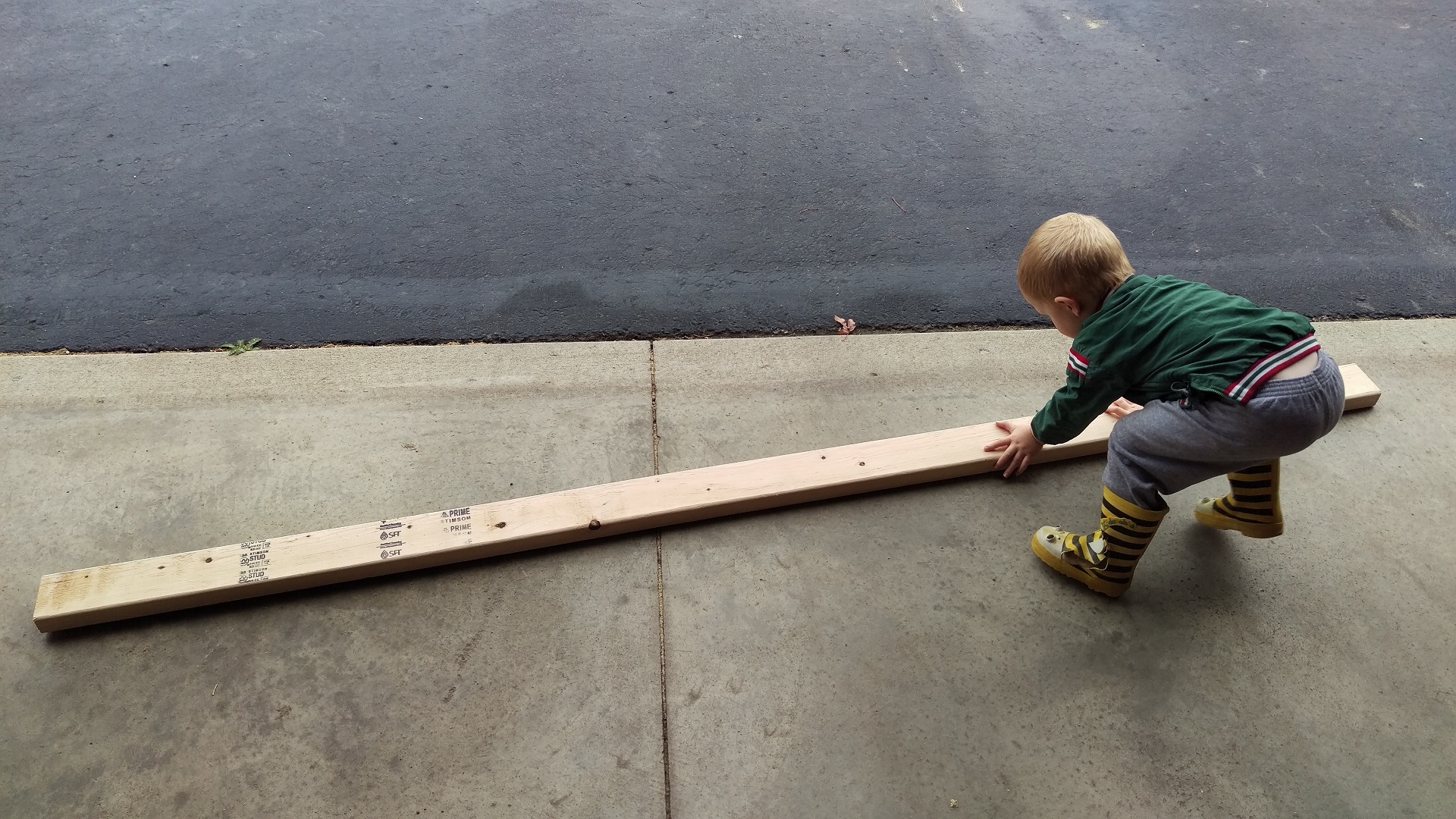 My son helping out in the garage