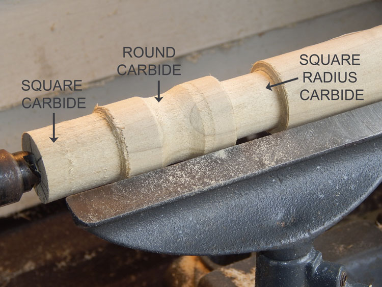 results of three different carbide inserts
