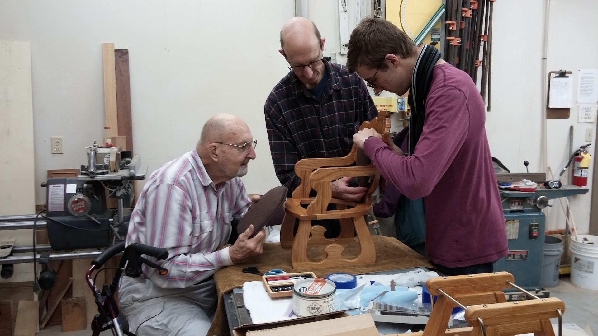 My father and my son working with me on assembling the glider.