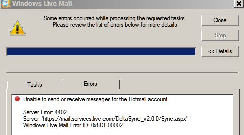 Error message now that it working again