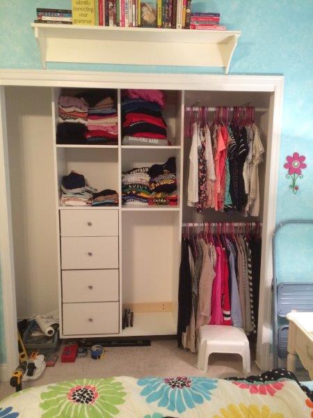 Closet organizer about 1/2 done