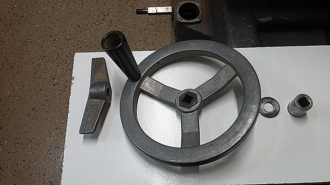 Table Height Lock, Crank and Insert and washer along with 9/16&quot; -12 point 3/8&quot; drive socket