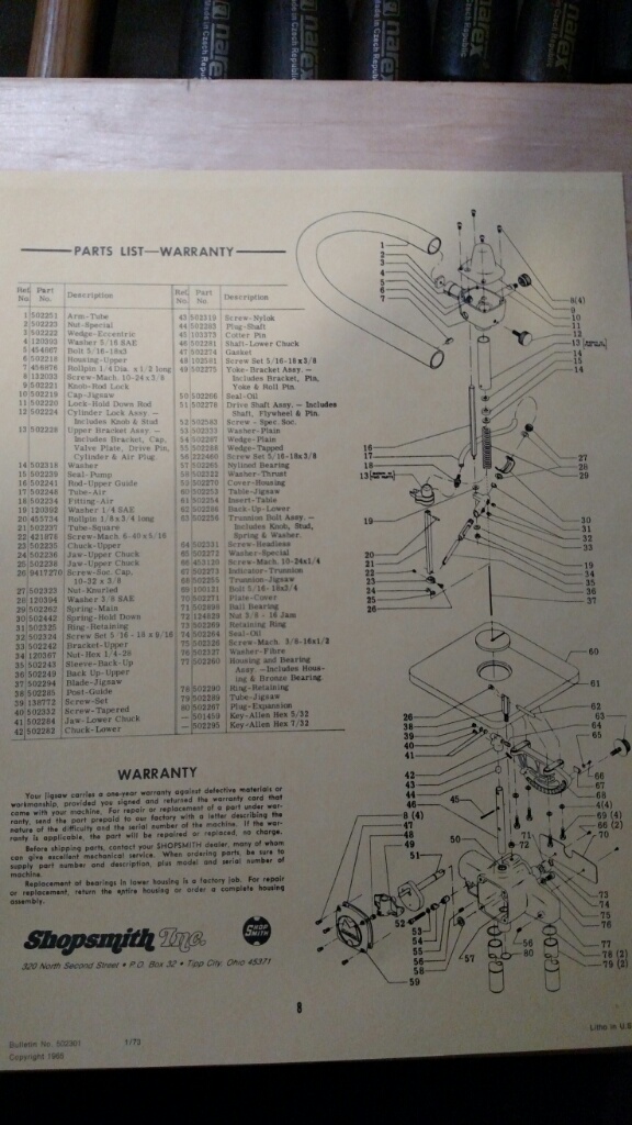 Jig Saw Manual Parts List