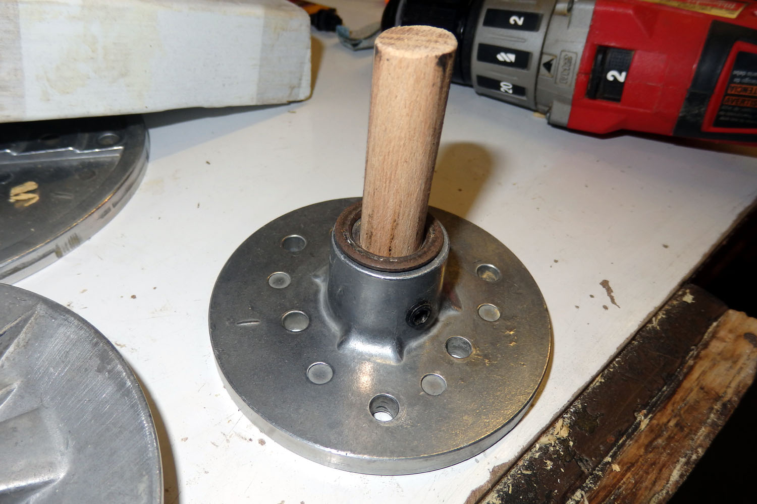 small faceplate, washer &amp; 5/8" dowel