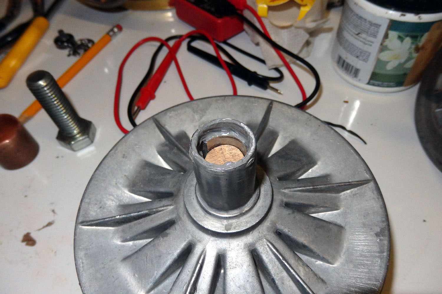 small amount of JBWeld inside snout