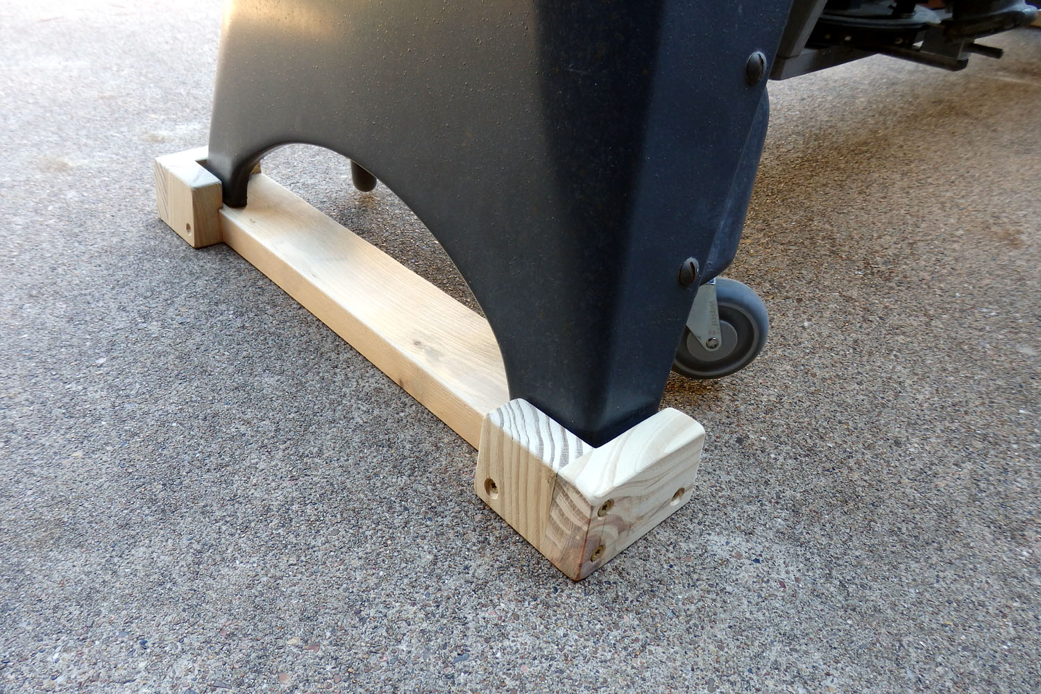 Finished wood support with end caps