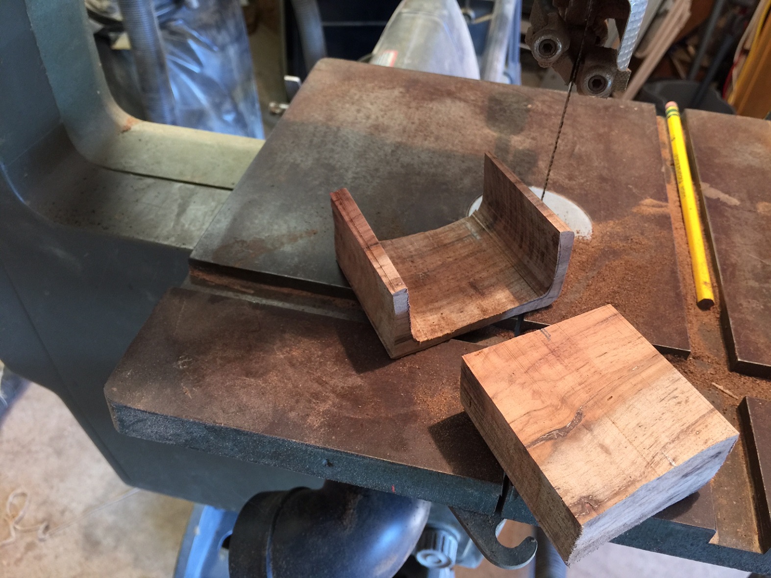 now you cut the front and back slices off the drawer block, then cut out the drawer block.