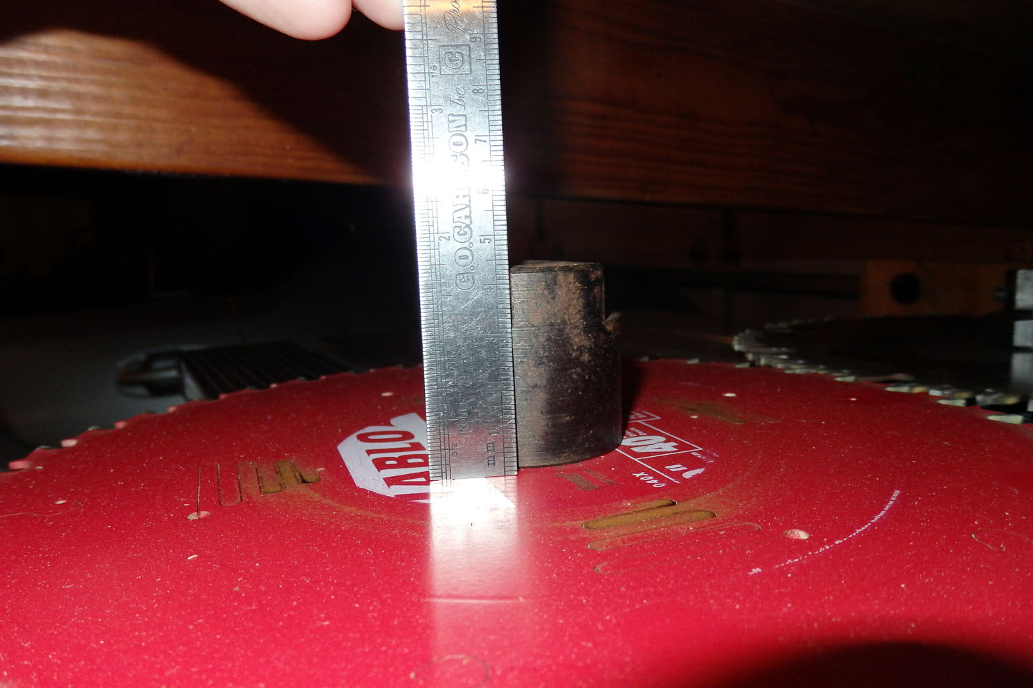 At least 43 mm from blade to end of arbor