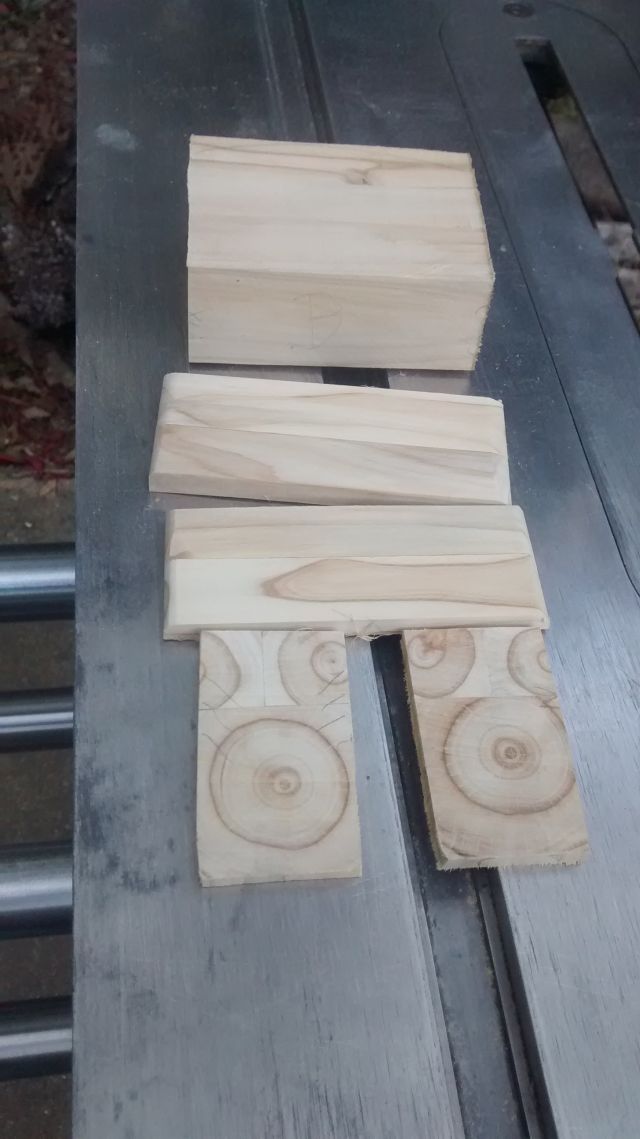 I forgot to show that while I had off the 4 sides, I cut the remainder in the shape of a loaf of bread top.  Then I took that to some concrete and beat it so it appears like coal.  Gave it some light sanding and stained the top with almost black stain.