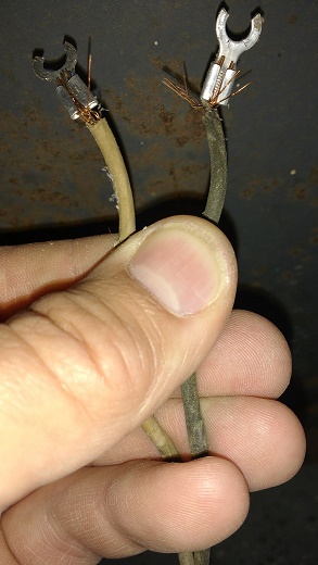 They'd crimped terminals on the end of the wires to keep things neat, tidy, and in place.