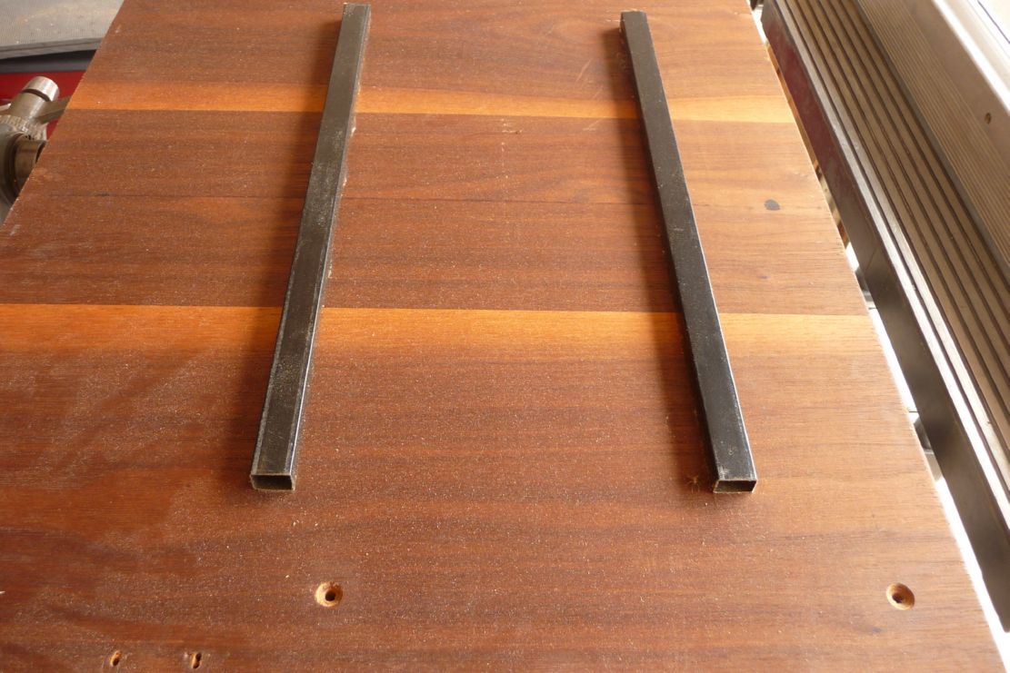 These runners are from a salvaged deck umbrella and fit perfectly in the miter slots.