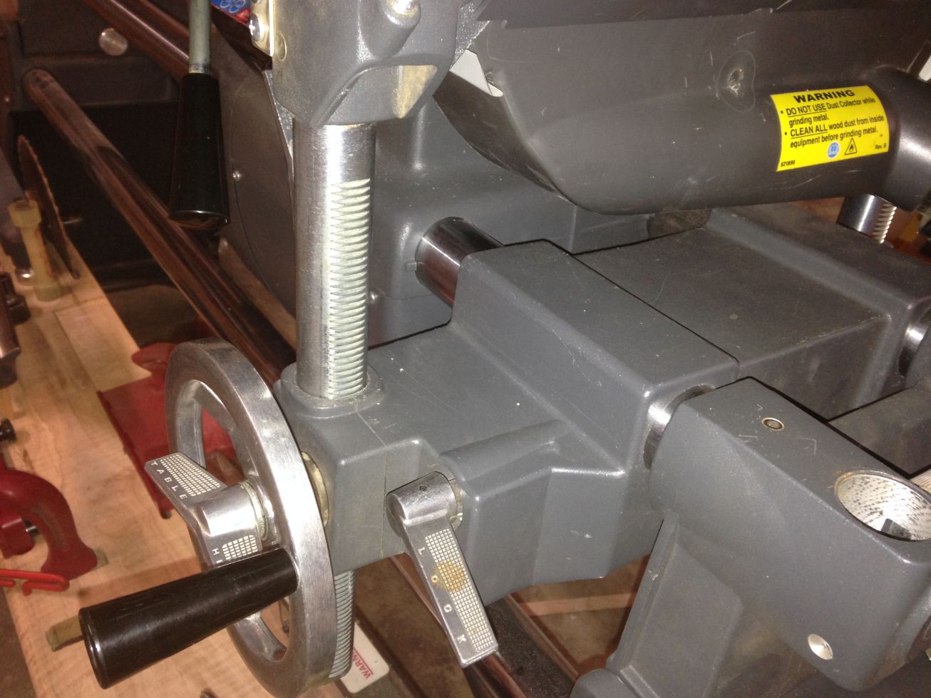 Picture after fixes to lower guard and cross bar of table.  This was cutting the same board with the same cut.