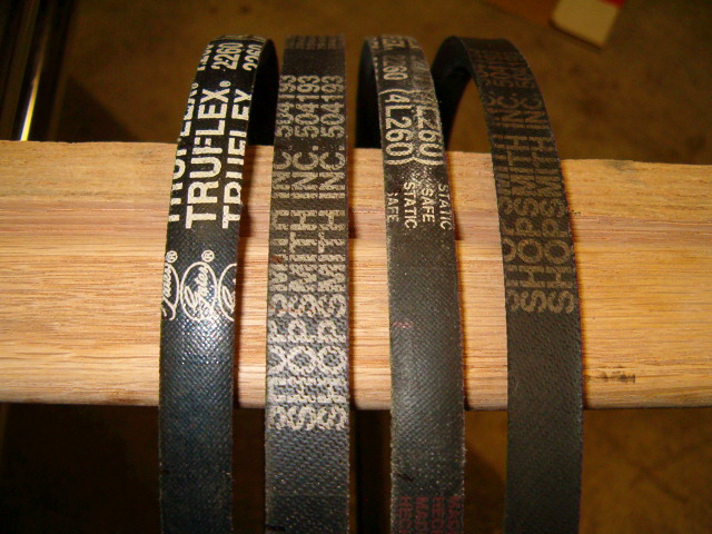 New belts on left - 8 months use on Gates, 1 yr. on Goodyear.jpg