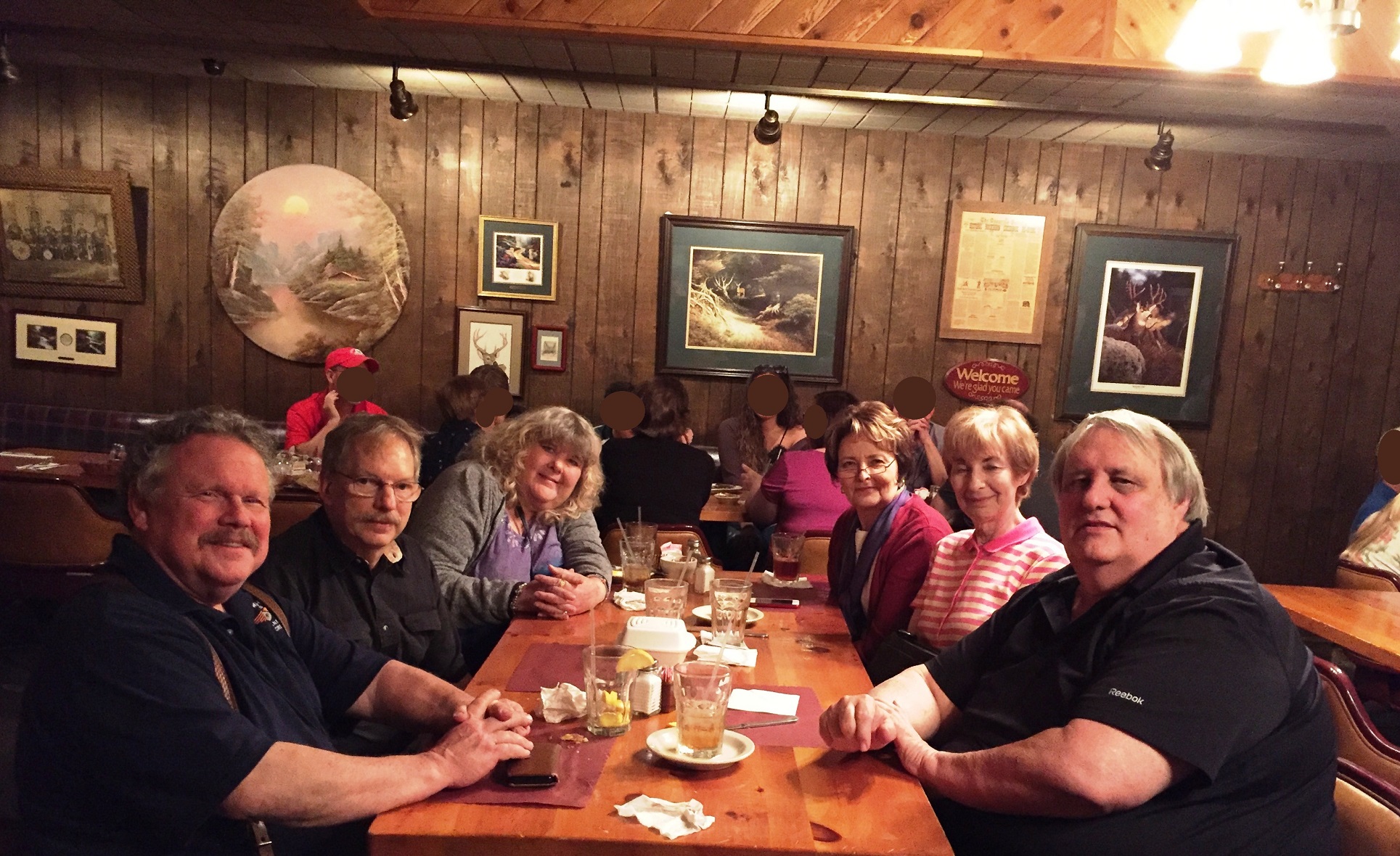 Nick Engler (left) - Jim McCann (left center) - Everett L. Davis (right) and wives in Dayton Ohio May 2018.JPG