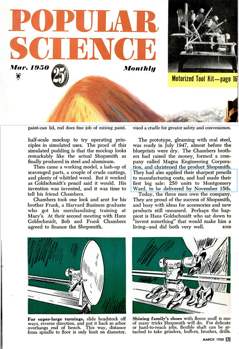 Popular Science March 1950 - Article also confirms Nov 15 1947.png