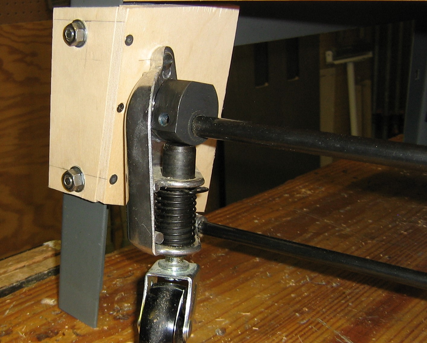 Outside view of rear caster.