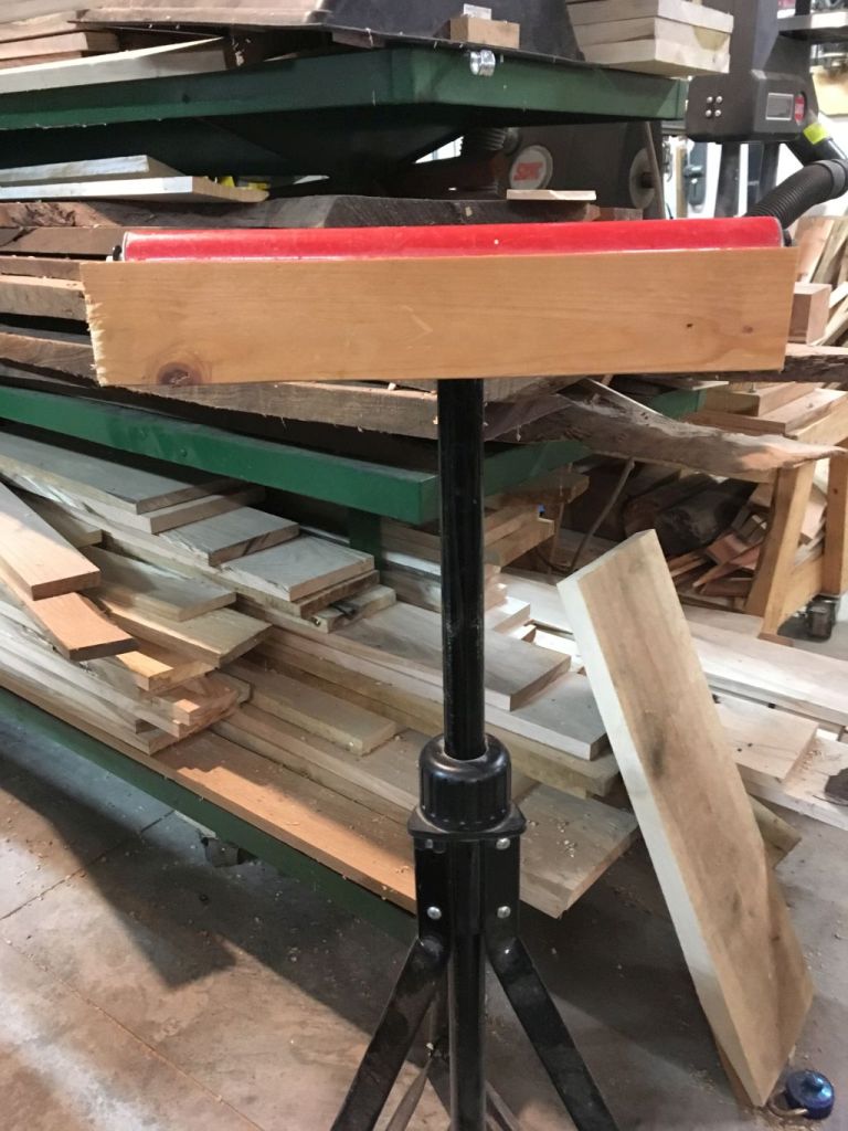 Roller stand with French cleat attached below the roller