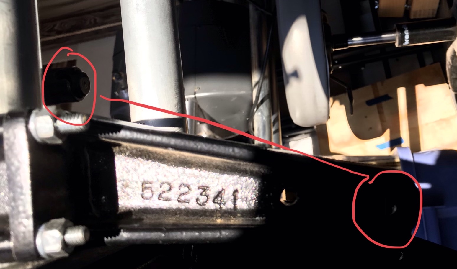 Vertical position- strut short of mount (pic sideways)