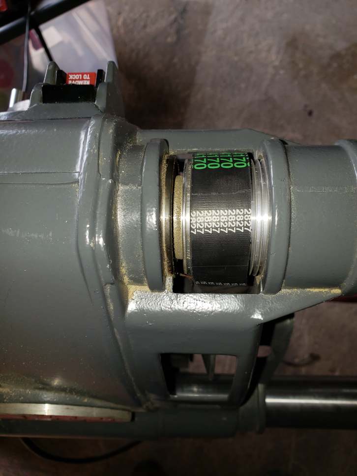 Belt position to threads.