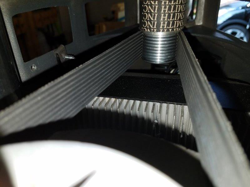 Poly V belt on motor pulley and idler pulley
