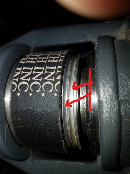 Top pulley and belt positioned with two grooves showing