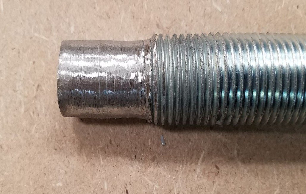 3/4 threaded rod ground to 5/8 at one end