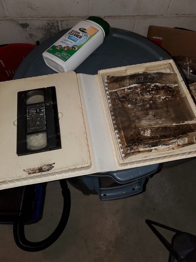 Luckily, this is the only moldy item I found.  VHS tapes are long gone but the shopsmith tool endures!