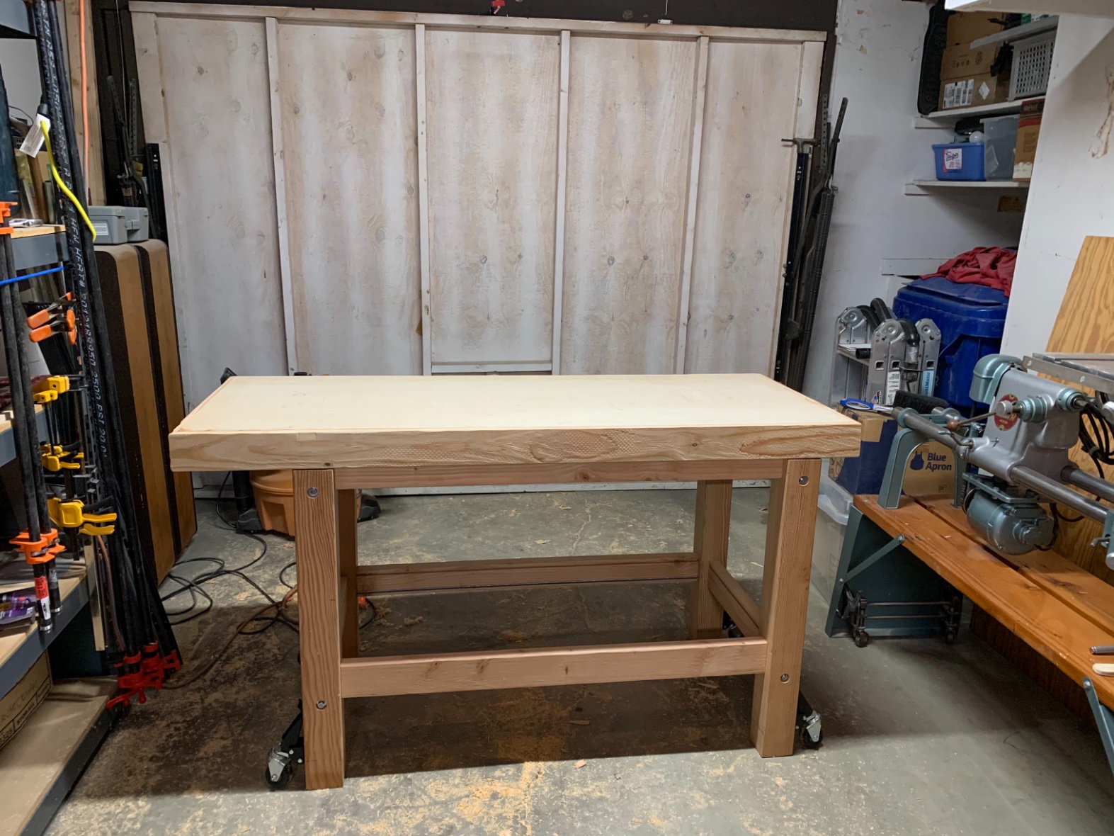 Woodworking bench almost completed, but already helpful