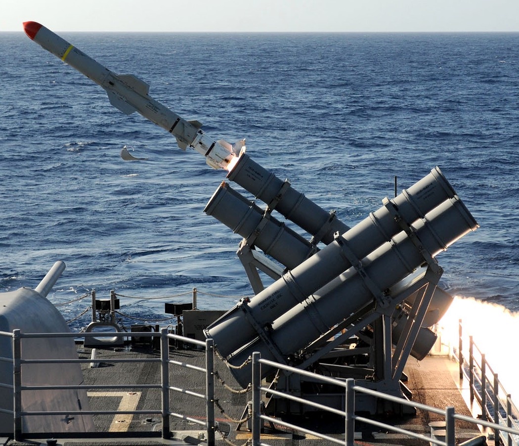 A launched Harpoon missile.