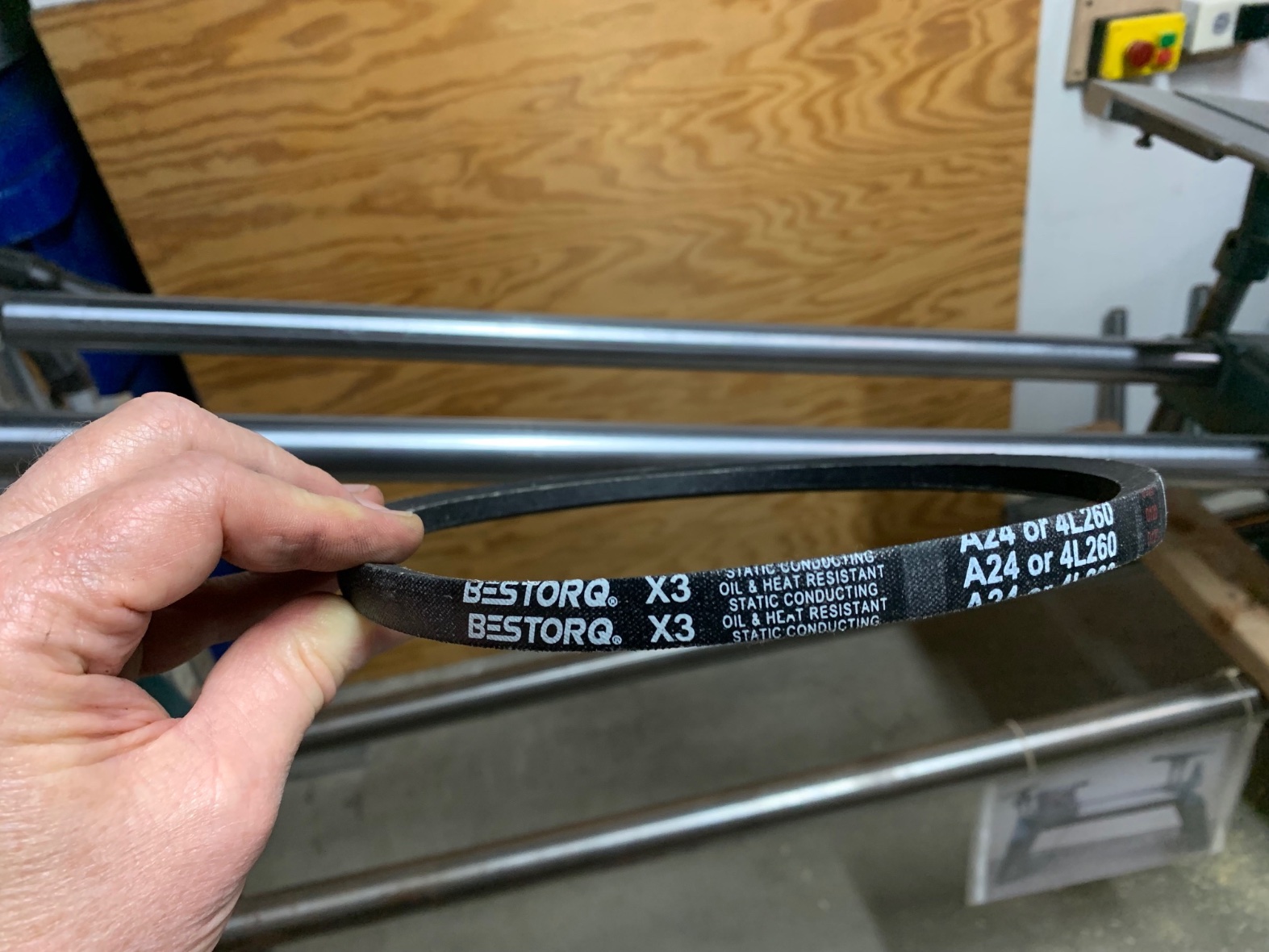 New drive belt, a little shorter (not stretched)