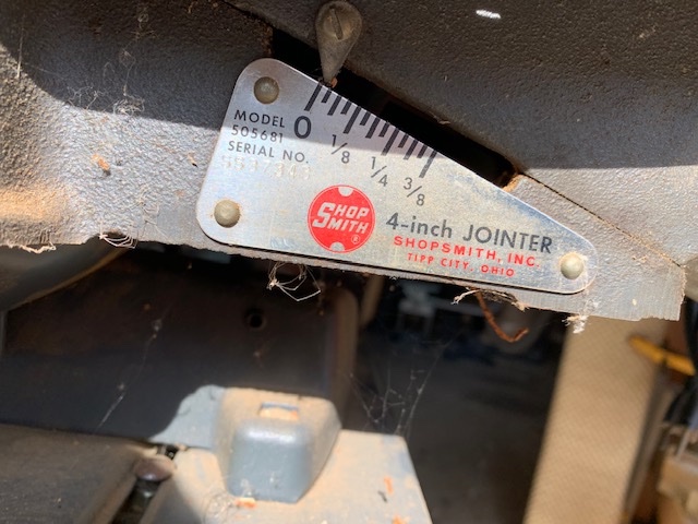 Jointer Name Plate and Cutter Depth Gauge