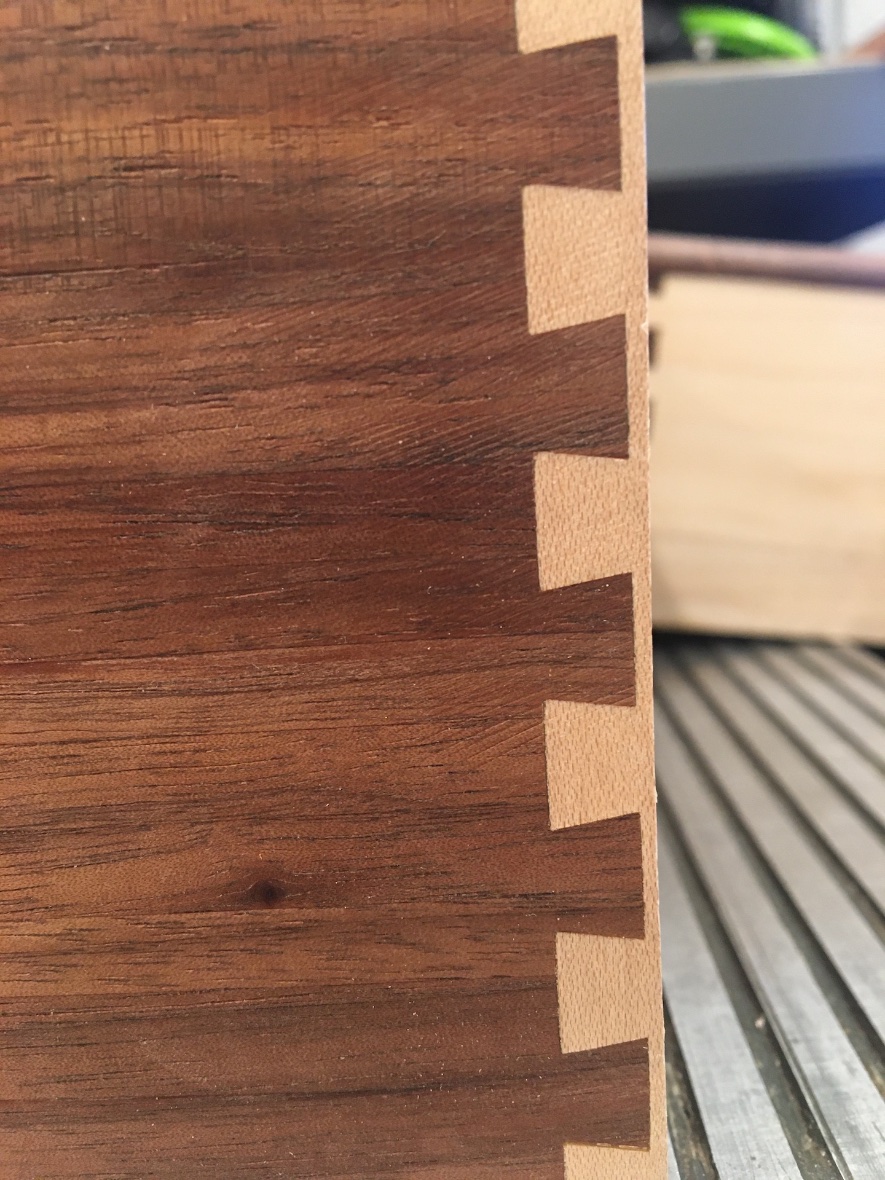 Closeup of dovetail joint (box walls are about 1/2&quot; thick)
