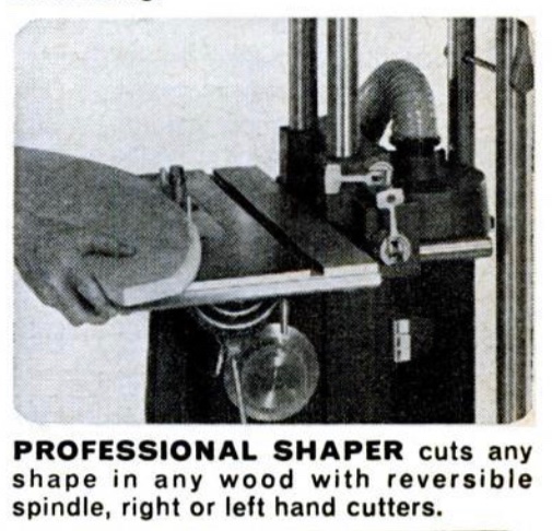 Close up of shaper function on 1966 Magna American Shopsmith Mark VII ad