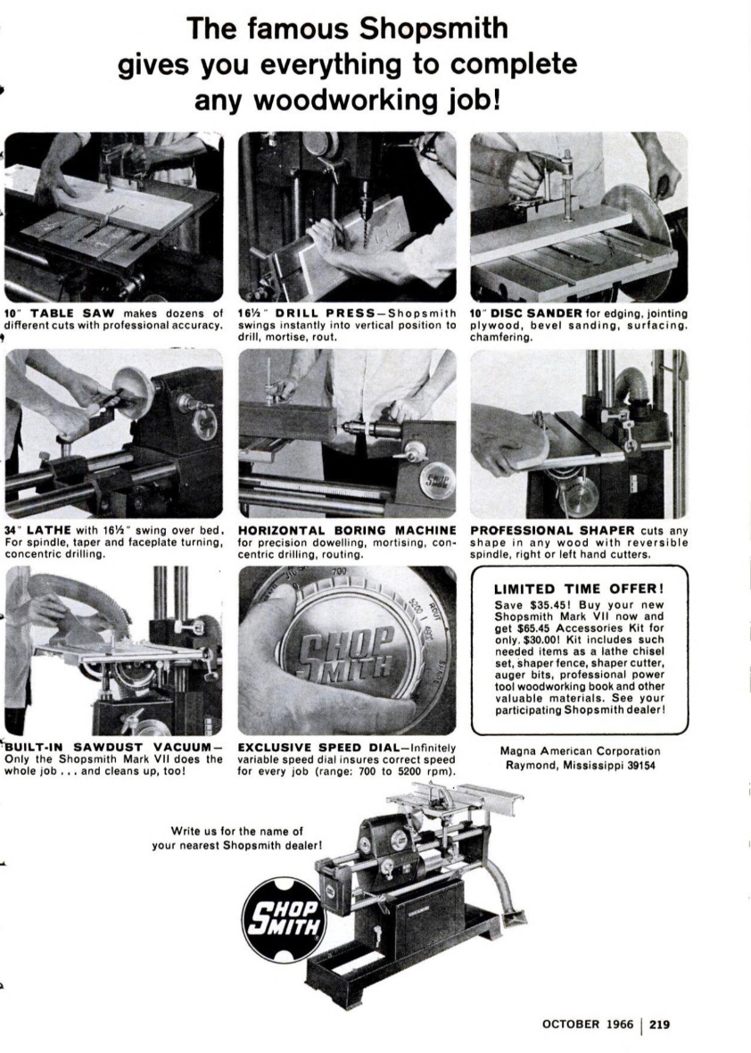1966 Magna American Shopsmith Mark VII ad