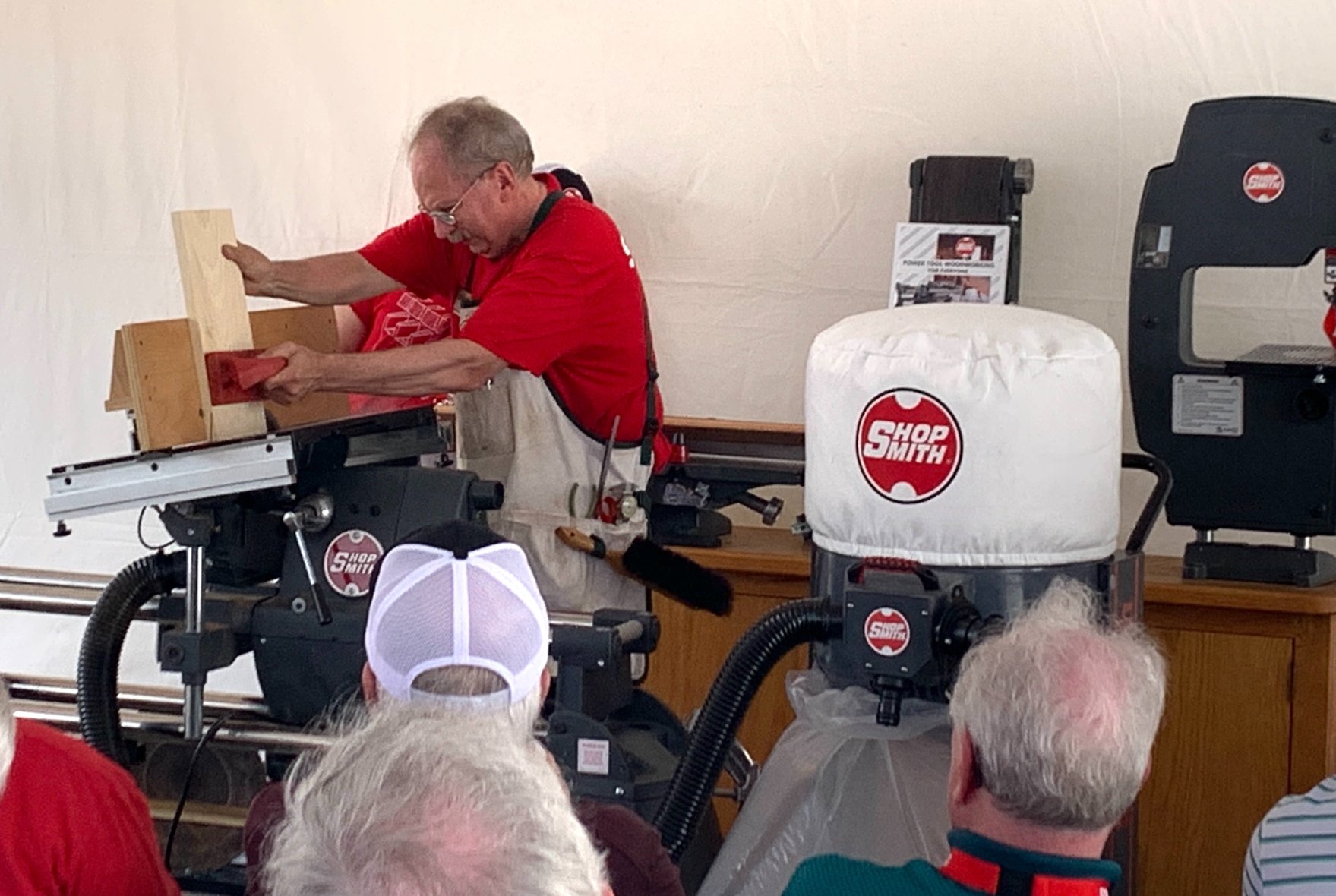 Jim-Bob McCann cutting raised panerls at the Shopsmith Celebration of Woodworking May 2024.jpg