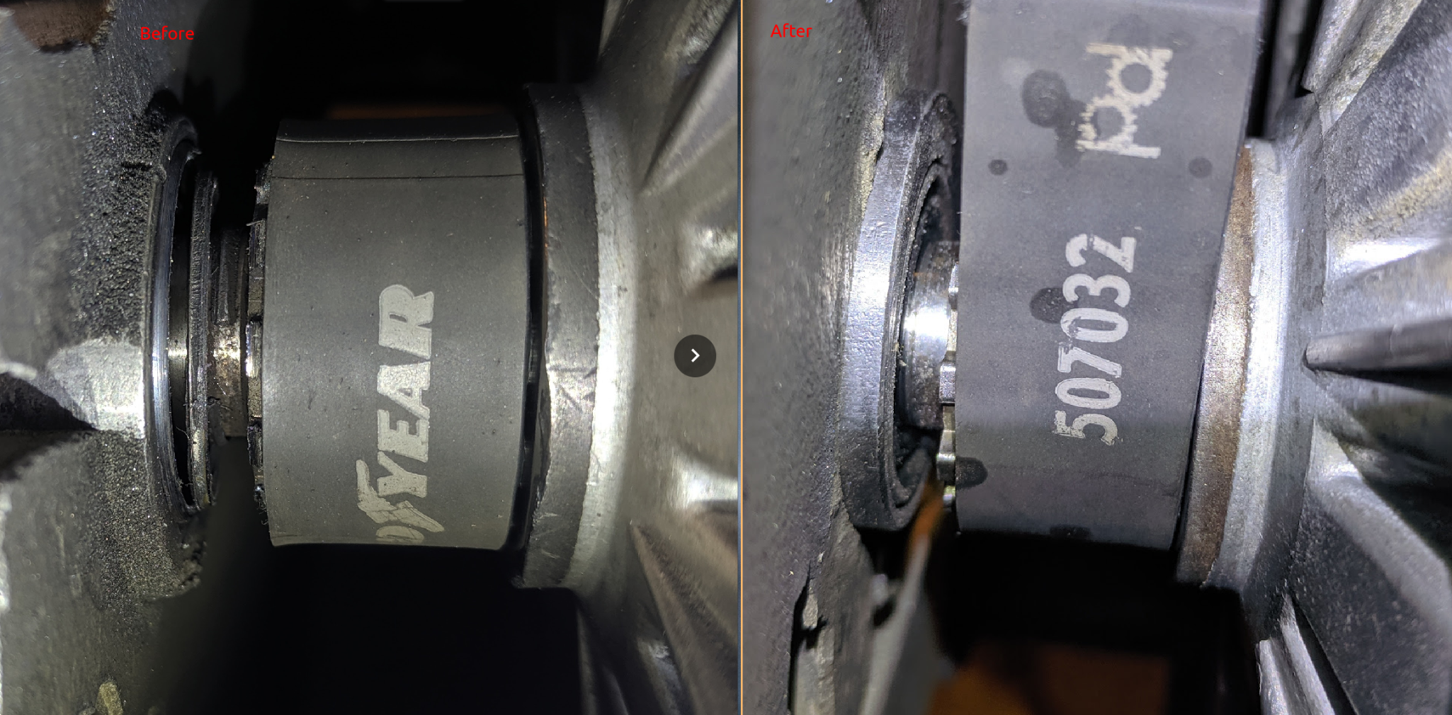 Idler before/after