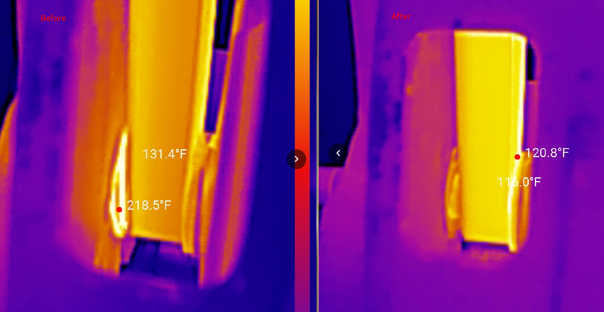 Idler thermal before/after
