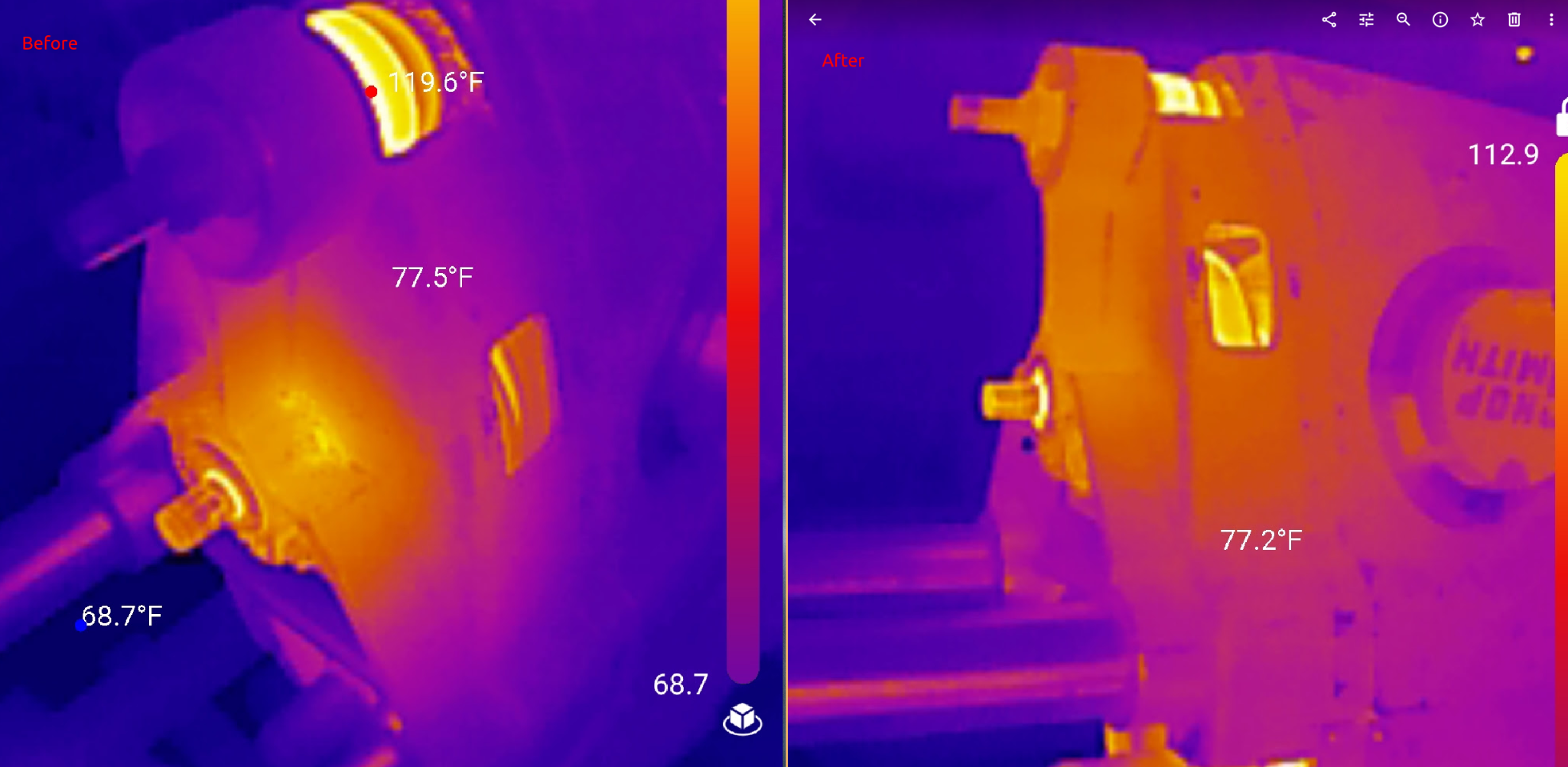 Case thermal before/after