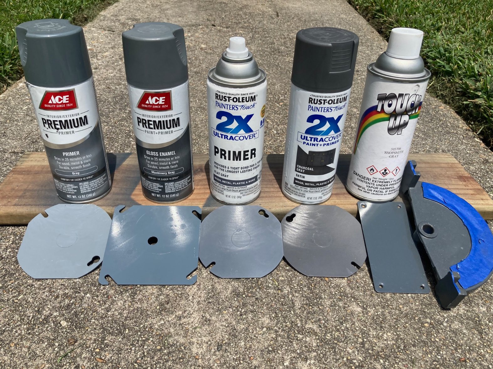 Paint Samples in direct sunlight - front