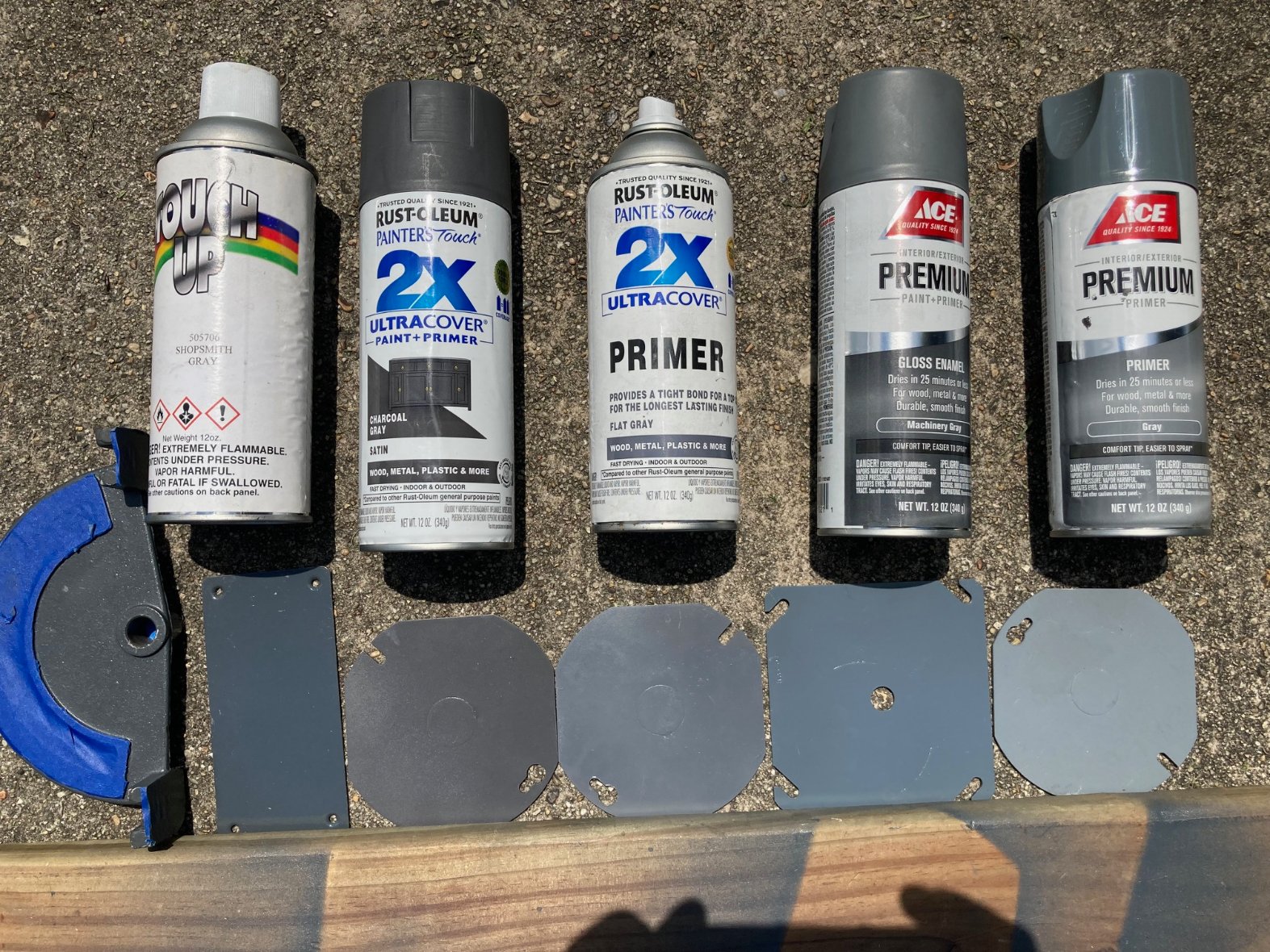 Paint Samples in direct sunlight- top down view